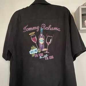 Tommy Bahama Silk Button Up Shirt Black size XL